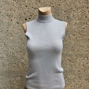 70s silver lurex sleeveless turtleneck